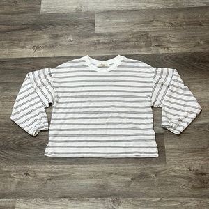 Madewell Cotton-Blend Long-Sleeve Tee White with Stripes